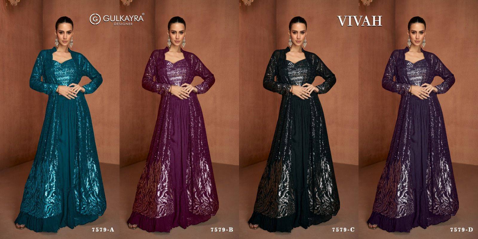 VIVAH BY GULKAYRA 7579 Series Designer Festive Suits Collection Beautiful Stylish Fancy Colorful Party Wear & Occasional Wear Real Georgette Dresses At Wholesale Price